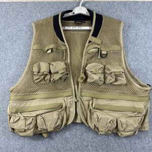 Fieldline Angler's Fly Mesh Vest Pockets Tan Size XL/‎ XXL